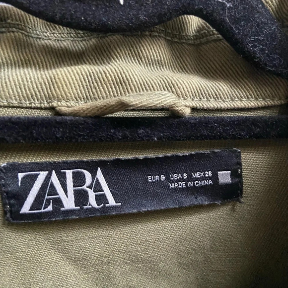Zara frayed hem shirt belted button oversized jacket Sz S - Picture 5 of 10